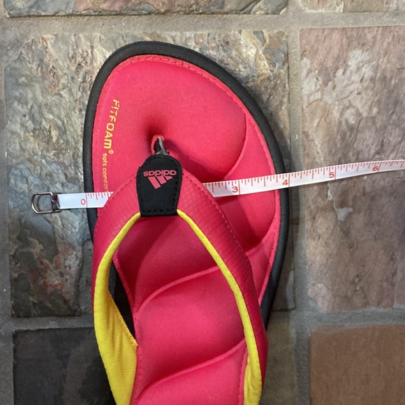 Adidas Women’s Flip Flops, GUC. Sz 7. In rose and yellow. - Picture 6 of 8